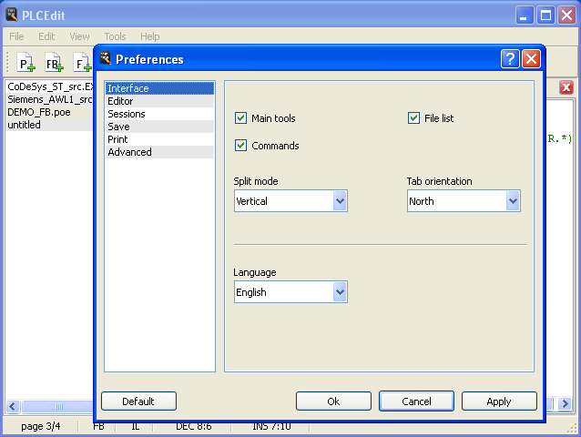 Preferences page interface on Win32