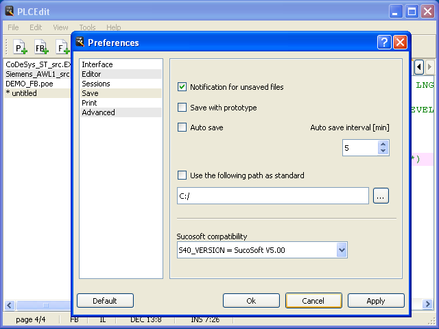 Preferences page save on Win32