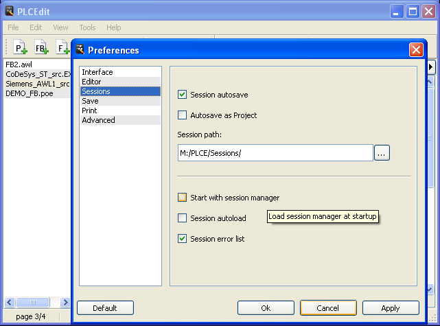 Preferences page sessions on Win32